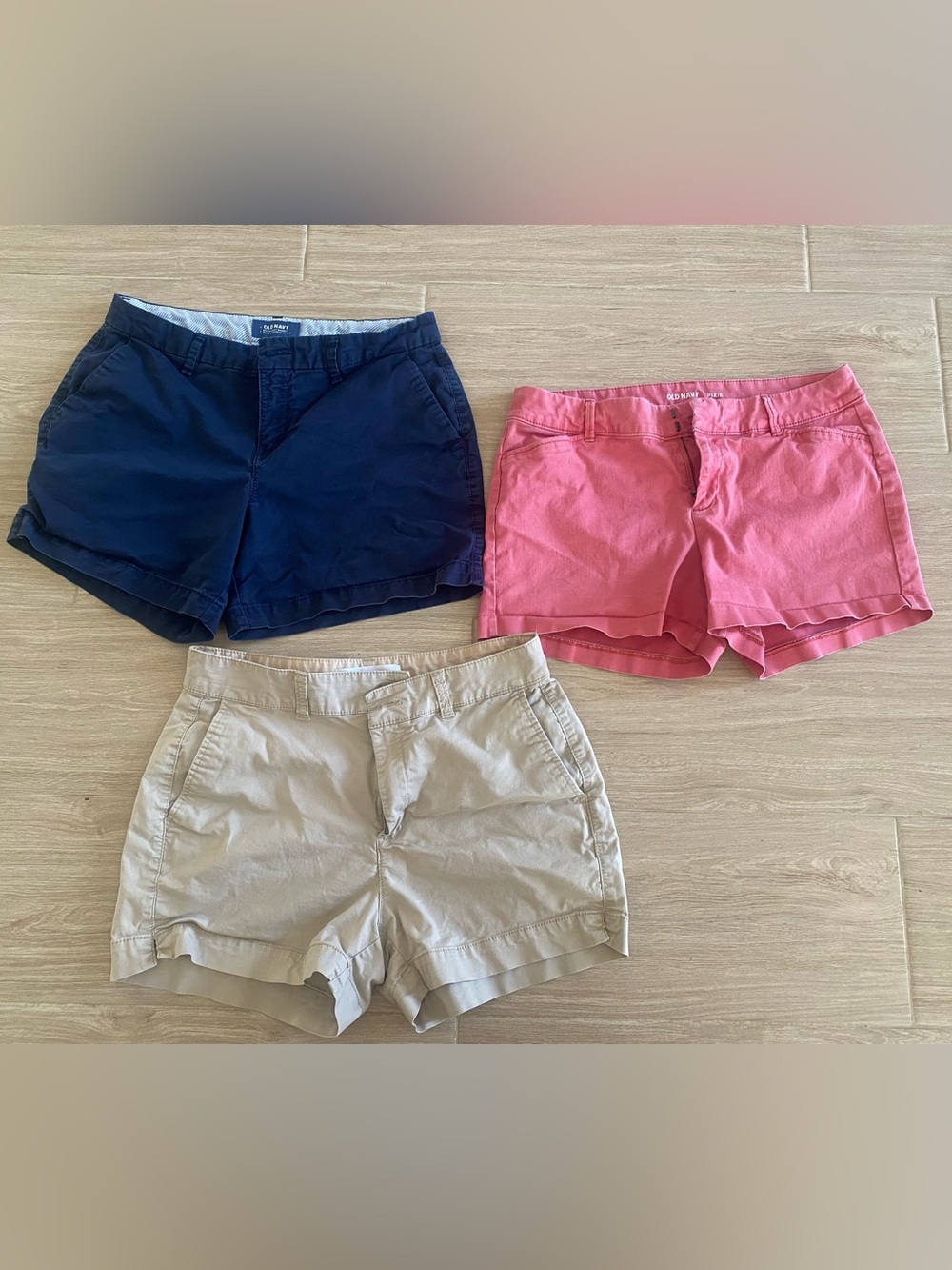 Old Navy Women's Shorts Trio- Navy, Coral Pink and Khaki